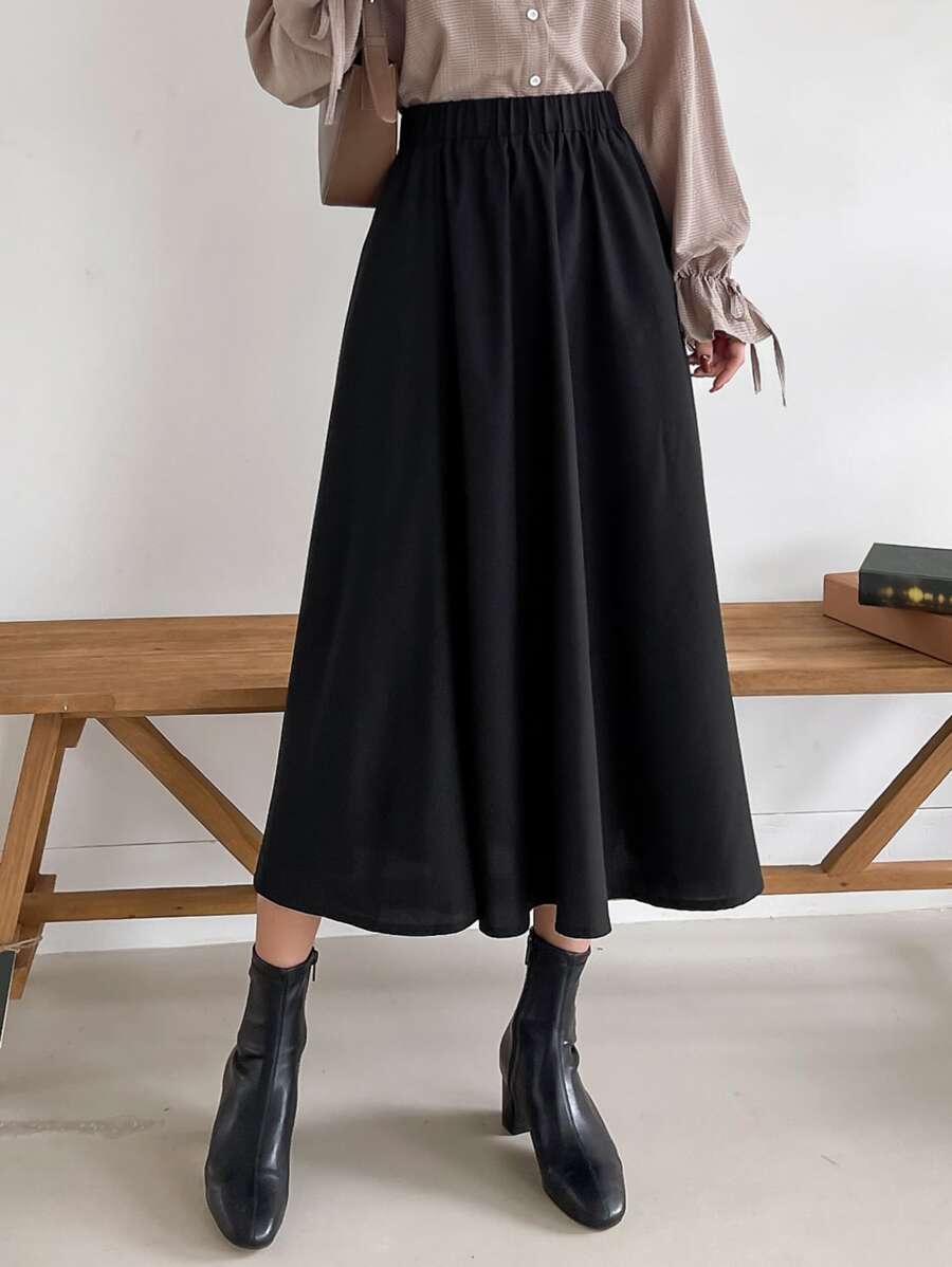 DAZY Váy chữ A lưng thun chắc chắn - màu đen - Xem 1