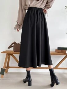 DAZY Váy chữ A lưng thun chắc chắn - màu đen - Xem 2