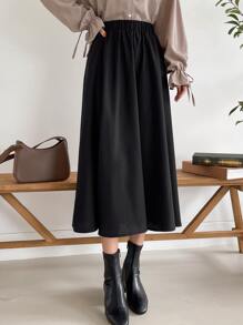 DAZY Váy chữ A lưng thun chắc chắn - màu đen - Xem 4