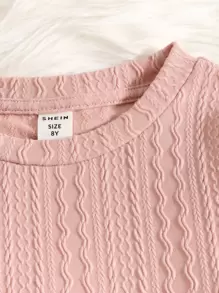 SHEIN Tween Girl Solid Textured Tee