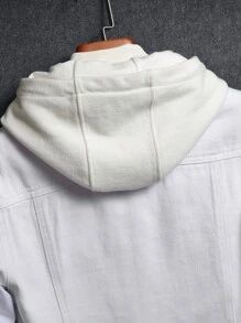 Manfinity Men Flap Pocket Denim Jacket Without Hoodie - White - View 3