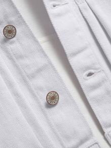 Manfinity Men Flap Pocket Denim Jacket Without Hoodie - White - View 5