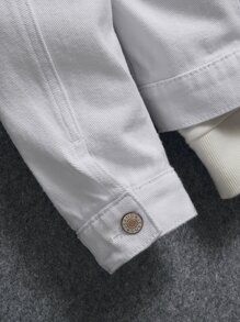 Manfinity Men Flap Pocket Denim Jacket Without Hoodie - White - View 6