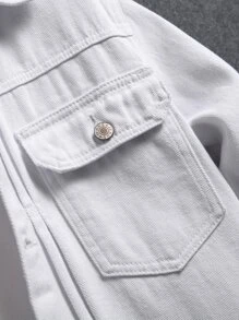 Manfinity Men Flap Pocket Denim Jacket Without Hoodie - White - View 8