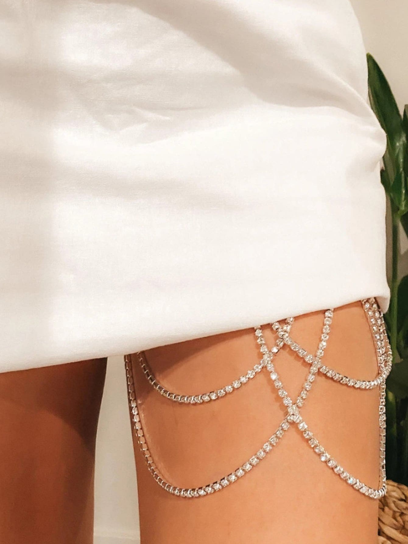 水鑽裝飾大腿鏈 - 銀色 - 查看 1