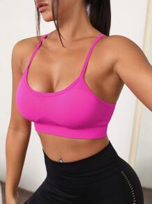Yoga Sxy 交叉露背運動型胸罩 - 玫紅色 - 查看 4