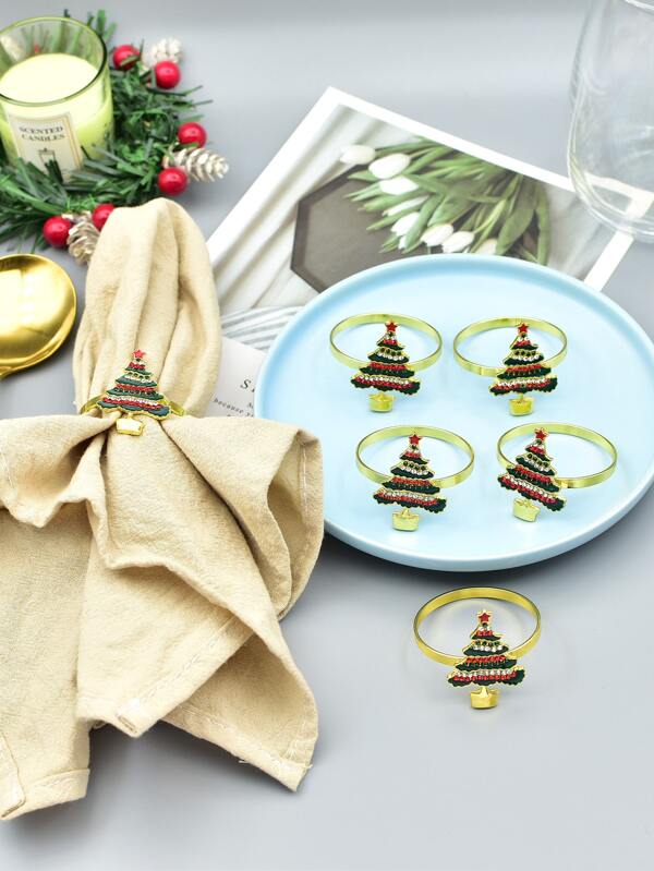 20pcs, 12pcs, 6pcs, 4pcs, 1pc Christmas Table Decoration Wholesale Elegant Christmas Tree Napkin Ring