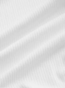SHEIN Privé 條紋針織素色高領背心上衣 - 白色 - 查看 3