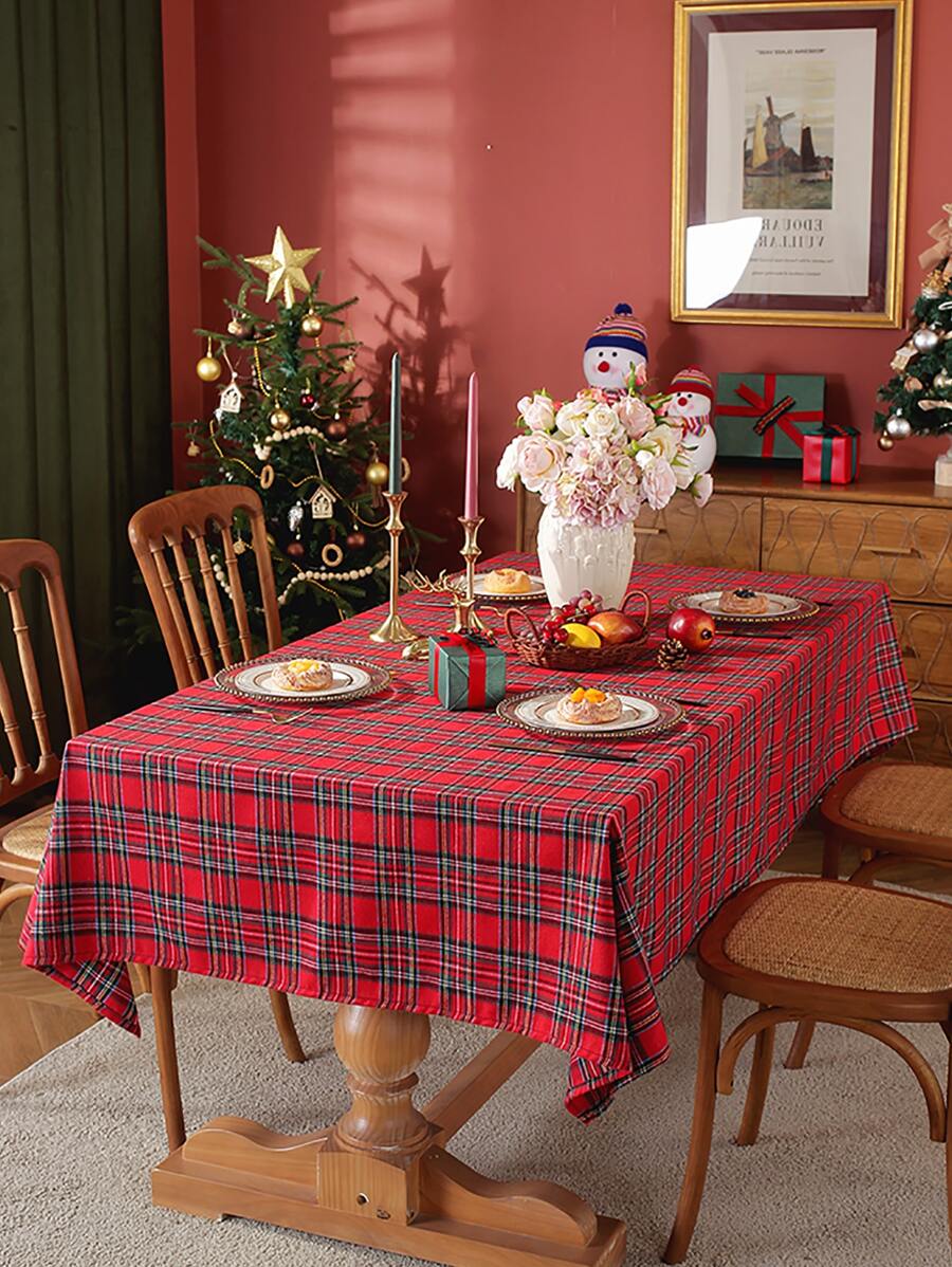 Mantel Navidad con patrón de tartán - Multicolor - Ver 1