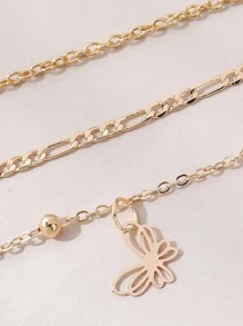 3入組蝴蝶墜飾腳錬 - 金黃色 - 查看 3
