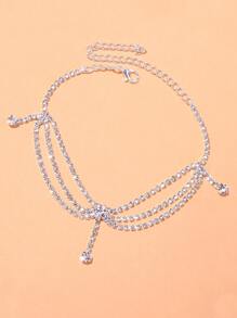 Vòng đeo chân xếp lớp trang trí bằng Rhinestone - Bạc - Xem 2