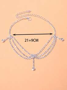 Vòng đeo chân xếp lớp trang trí bằng Rhinestone - Bạc - Xem 4
