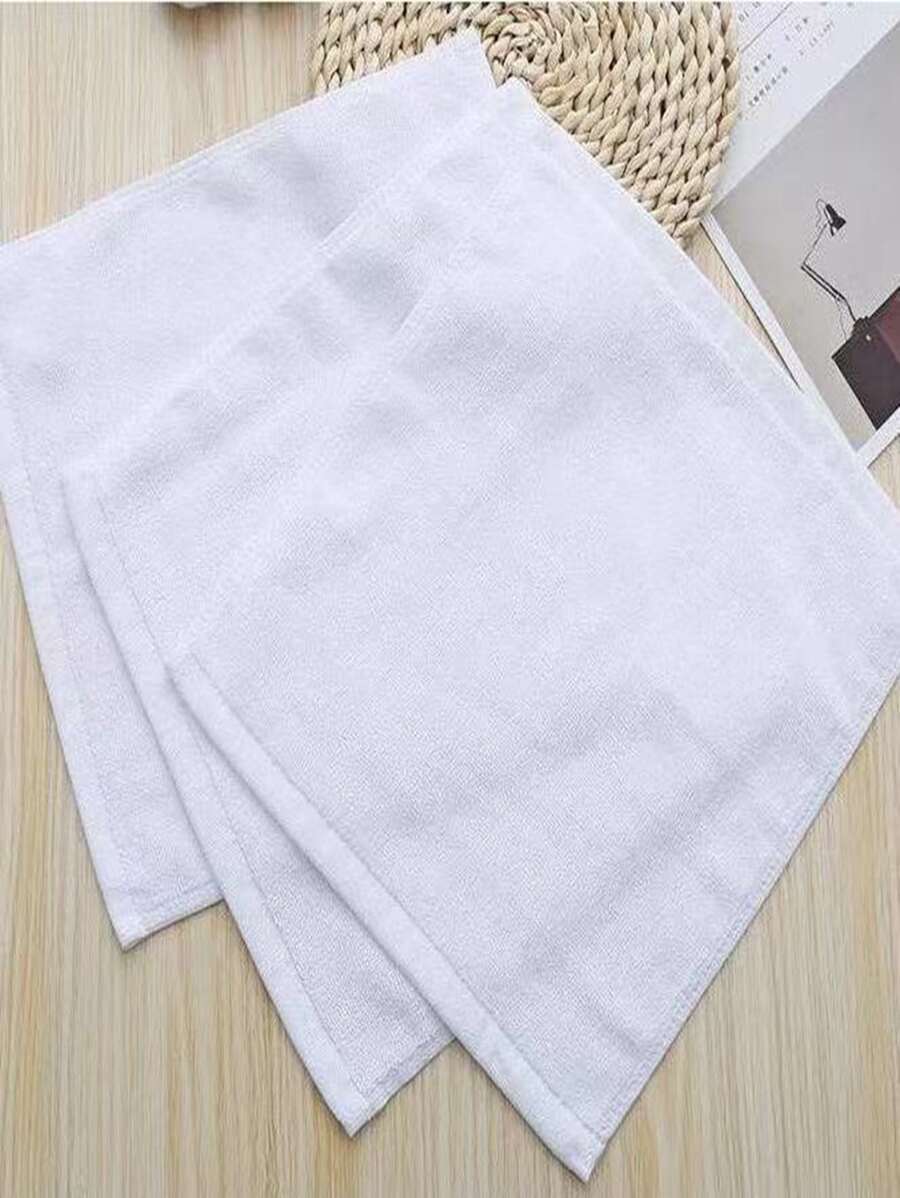 Toalla de mano unicolor de 5 piezas, toalla de cara pequeña blanca lisa de 25x25cm, toallita multifunción para el hogar - Blanco - Ver 1