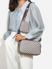 Bolsa cuadrada con estampado geométrico con monedero - Multicolor - Ver 2