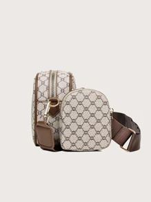 Bolsa cuadrada con estampado geométrico con monedero - Multicolor - Ver 6