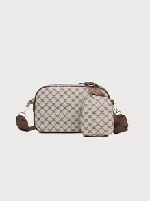 Bolsa cuadrada con estampado geométrico con monedero - Multicolor - Ver 5