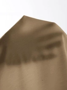 SHEIN PETITE Solid Scoop Neck Slim Tee - Mocha Brown - View 6