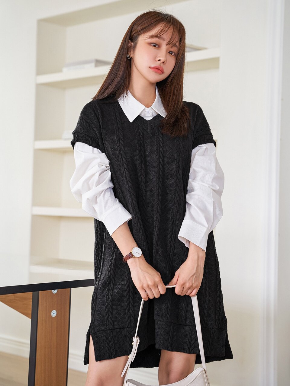 Split Hem Sleeveless Dress Without Blouse
