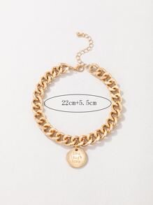 imoli Letter Detail Round Charm Anklet - Yellow Gold - View 7