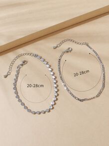 2 cái Vòng trang trí Vòng chân Vòng tay - Bạc - Xem 4