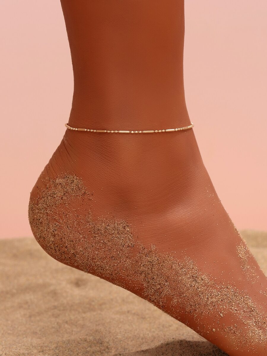 珠子裝飾腳錬 - 金黃色 - 查看 1