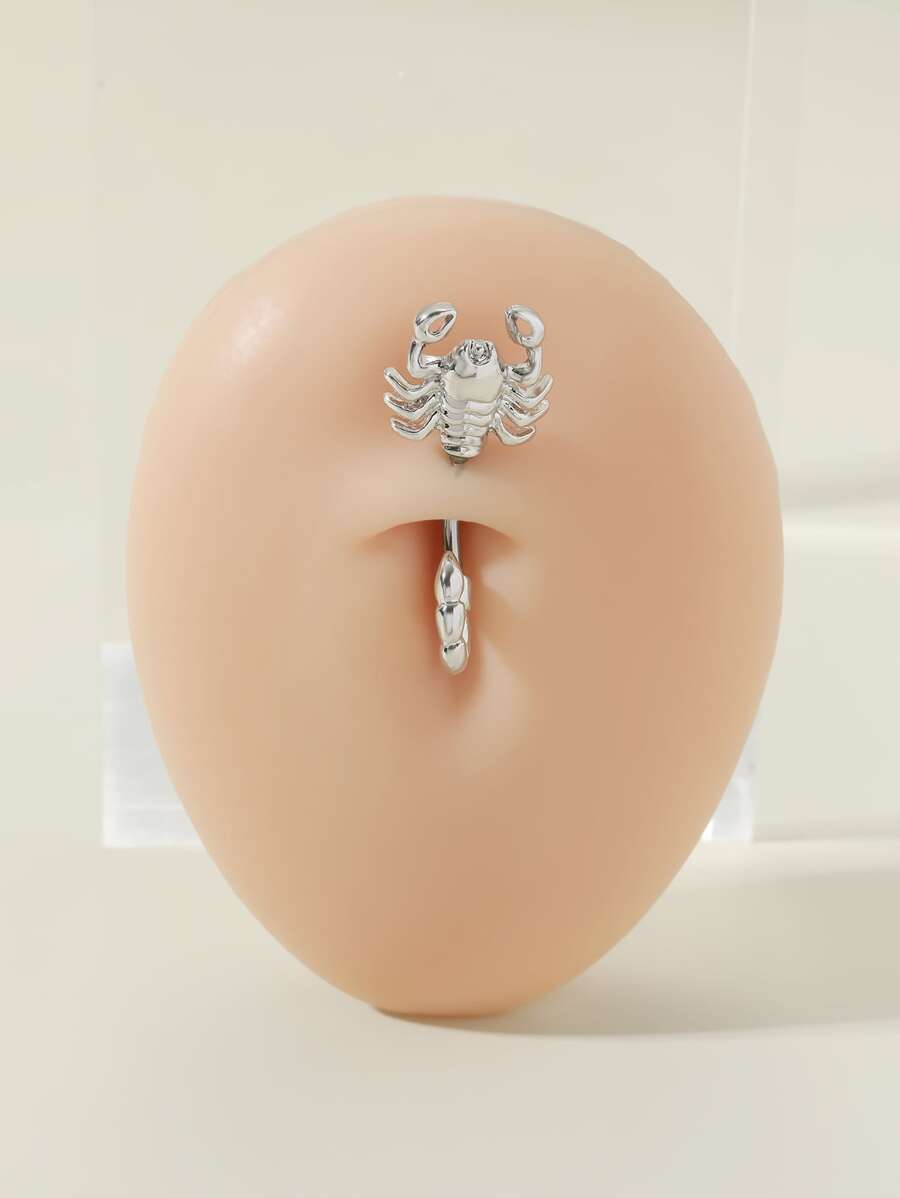 Anillo de vientre escorpión - Plateado - Ver 1