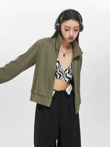 DAZY 侧条纹拉链运动衫，长袖上衣夹克