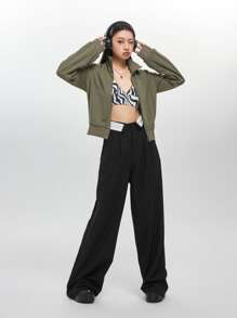 DAZY 侧条纹拉链运动衫，长袖上衣夹克