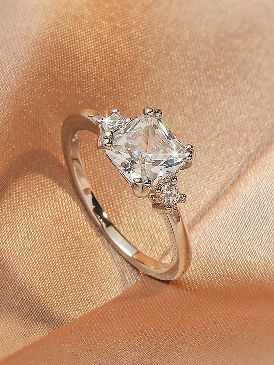 Nhẫn Khối Zirconia  Trang trí - Bạc - Xem 1