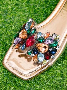 Jewelled Decor Clear Band Slide Sandals - Clear - View 4
