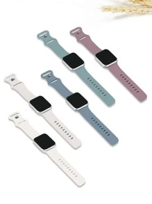 5pcs/Set Sport Bands Compatible With Apple Watch Band 38mm 40mm 41mm 42mm 44mm 45mm 49mm,Colorful And Versatile Soft Silicone Waterproof Strap Compatible With Apple Watch Apple Watch Series 9 Ultra 8 7 6 5 4 3 2 1 SE Women Men - Baby Blue - View 2