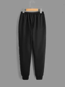 SHEIN Chaqueta Con Capucha Y Pantalones Deportivos Para Niño Con Estampado De Tinta Reflectante - Multicolor - Ver 3