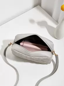 New Style Quilted Diamond Shoulder Bag Mini Crossbody Bag For Women - Light Grey - View 3