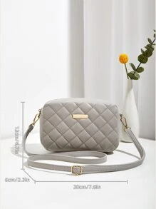 New Style Quilted Diamond Shoulder Bag Mini Crossbody Bag For Women - Light Grey - View 5