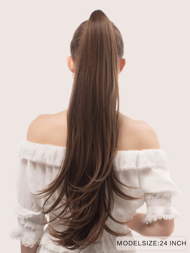 Women's Ponytail Chemical Fiber Hair Length 24 Inches Brown Natural Vertical Women Wig Accessories