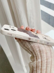 苹果卡通熊手机壳带挂绳适用于iPhone15/15Plus/15Pro/15Promax防水防震防摔防刮 - 杏色 - 查看 5