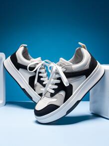 女性撞色前綁帶板鞋