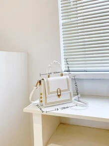 刺繡細節頂部手柄手提包 - 米色 - 查看 4