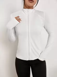 Easithlete 拉鏈開襟素色運動夾克 - 白色 - 查看 4