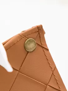 1pc Solid Color PU Leather Square Tissue Box Cover With Buckle Design, Suitable For Bedroom, Living Room, Dining Table, Bar Counter And Office Desk - Brown - View 4