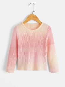 SHEIN Toddler Girls Ombre Ribbed Knit Jumper - Multicolor - View 1