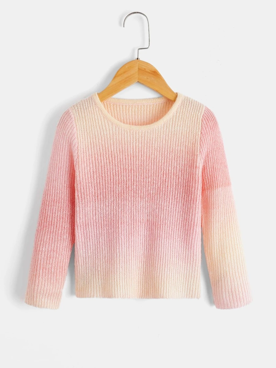SHEIN Toddler Girls Ombre Ribbed Knit Jumper - Multicolor - View 1
