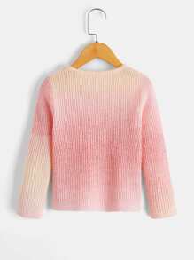 SHEIN Toddler Girls Ombre Ribbed Knit Jumper - Multicolor - View 2