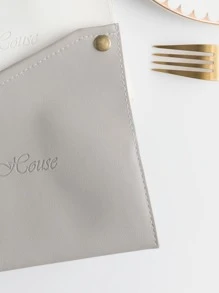 1pc PU Leather Tissue Box Cover With Embossed Words, Vertical Paper Towel Storage Bag For Bedroom, Living Room, Bar, Restaurant, Office - Light Grey - View 4