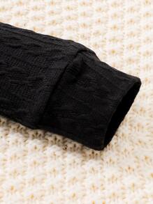 小女童拼接星星網紗荷葉邊洋裝 - 黑色 - 查看 3