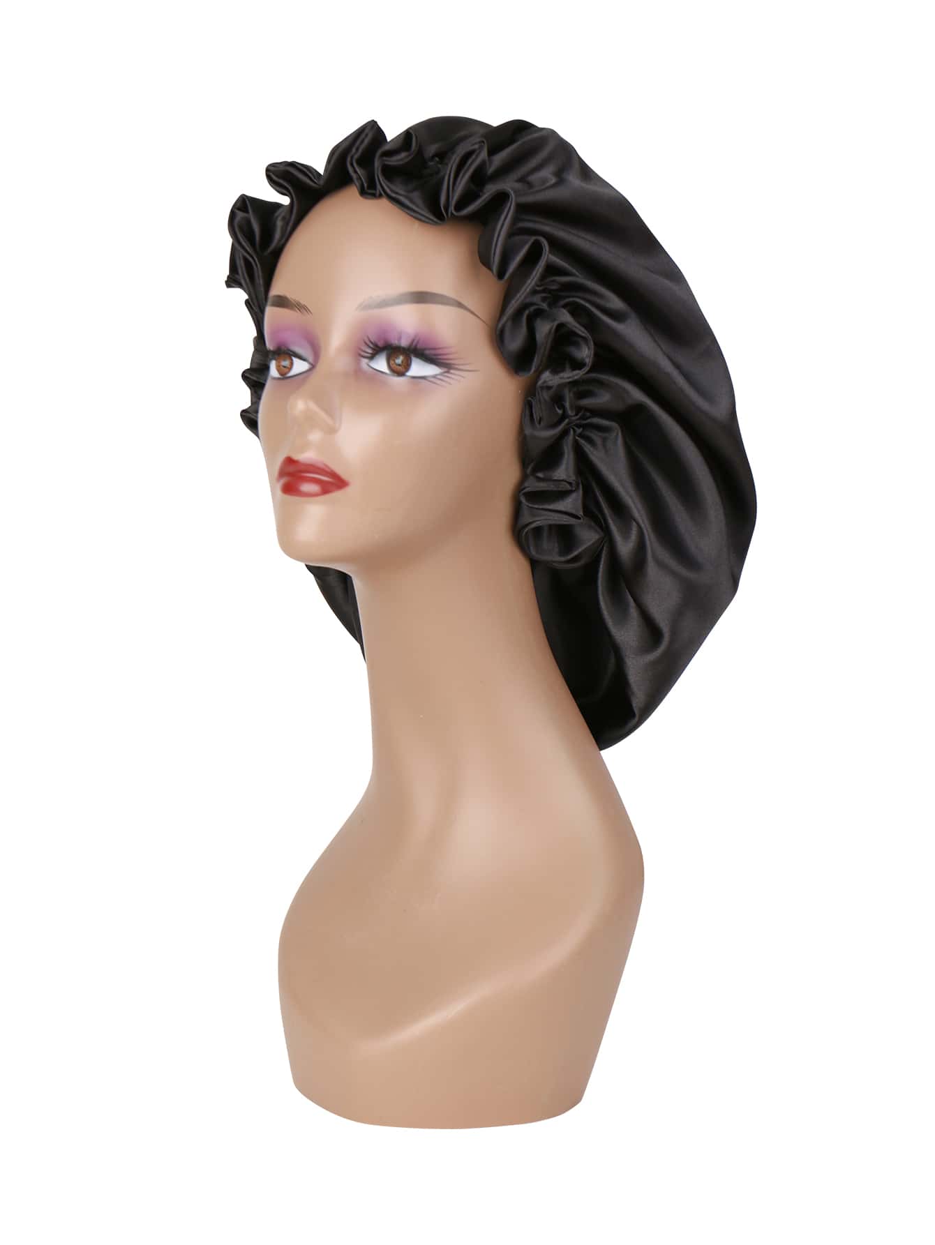 1pc Satin Wig Sleeping Cap - Black - View 1
