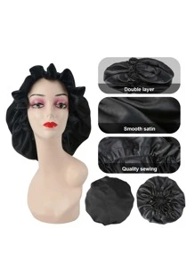 1pc Satin Wig Sleeping Cap - Black - View 4