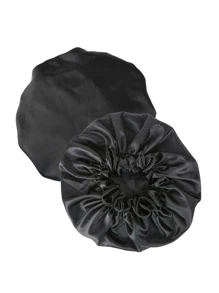 1pc Satin Wig Sleeping Cap - Black - View 5