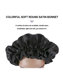1pc Satin Wig Sleeping Cap - Black - View 6