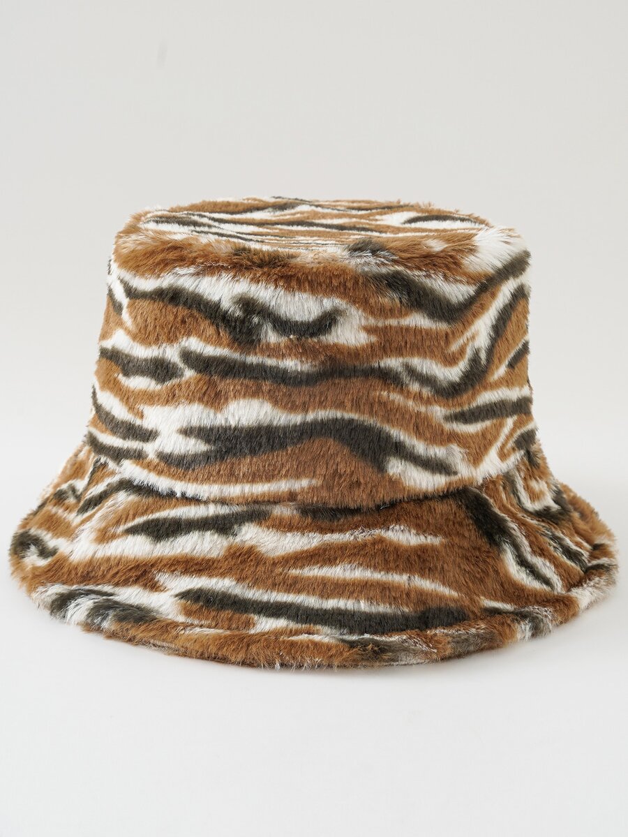 虎紋圖案毛茸茸漁夫帽 - 彩色 - 查看 1